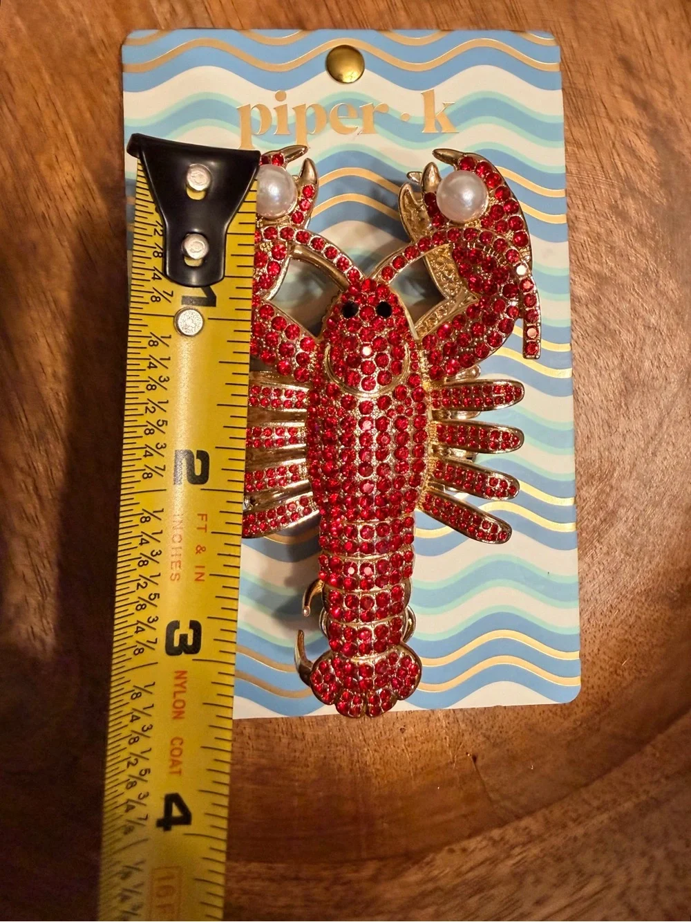 Piper•K Red & Gold Crystal Lobster Hair Clip NEW